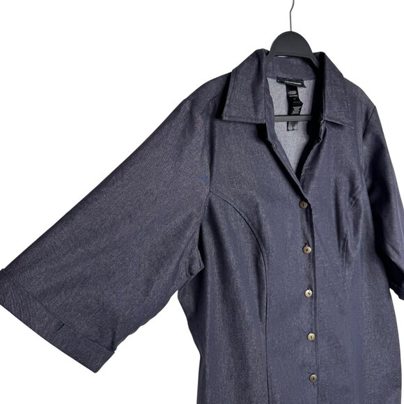Ashley Stewart Womens Plus Size 18 Denim Button-Down High-Low‎ Dress - Picture 3 of 8